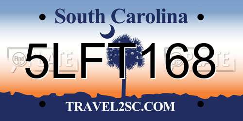 5LFT168 South Carolina License Plate