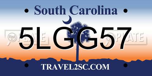 5LGG57 South Carolina License Plate