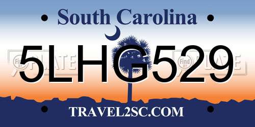 5LHG529 South Carolina License Plate