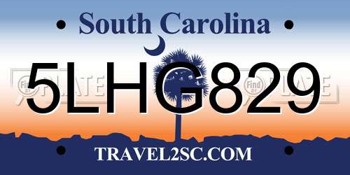 5LHG829 South Carolina License Plate