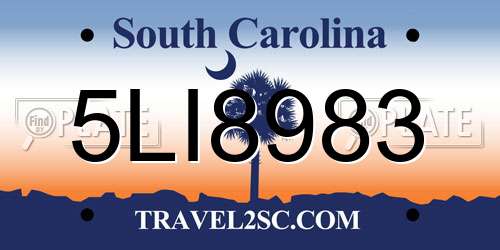 5LI8983 South Carolina License Plate