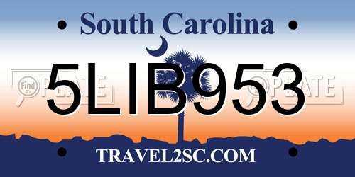 5LIB953 South Carolina License Plate
