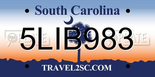 5LIB983 South Carolina License Plate