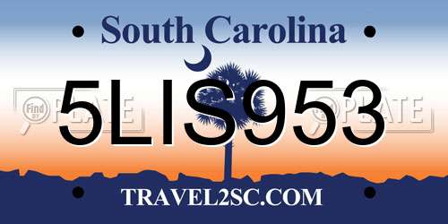 5LIS953 South Carolina License Plate
