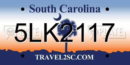5LK2117 South Carolina License Plate