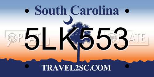 5LK553 South Carolina License Plate