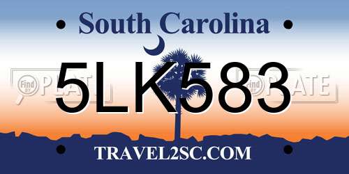 5LK583 South Carolina License Plate