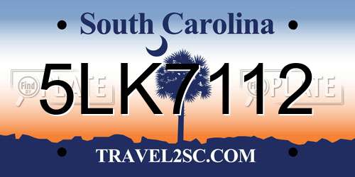 5LK7112 South Carolina License Plate