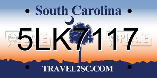 5LK7117 South Carolina License Plate