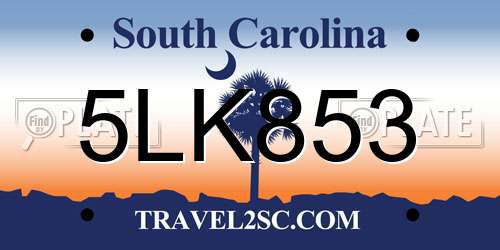5LK853 South Carolina License Plate
