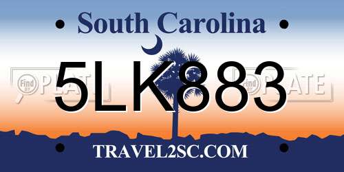 5LK883 South Carolina License Plate