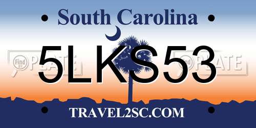 5LKS53 South Carolina License Plate