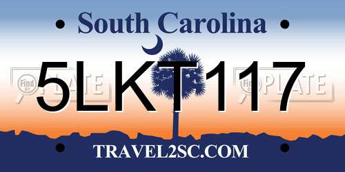 5LKT117 South Carolina License Plate
