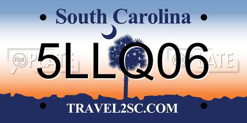 5LLQ06 South Carolina License Plate