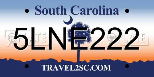 5LNE222 South Carolina License Plate
