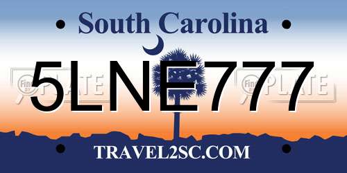5LNE777 South Carolina License Plate