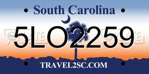 5LO2259 South Carolina License Plate