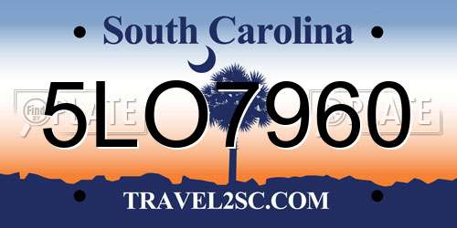 5LO7960 South Carolina License Plate