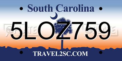 5LOZ759 South Carolina License Plate