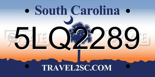 5LQ2289 South Carolina License Plate