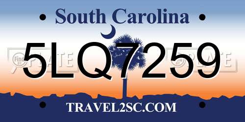 5LQ7259 South Carolina License Plate