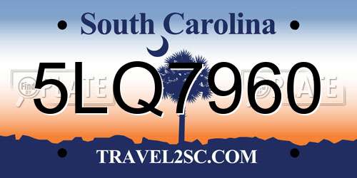 5LQ7960 South Carolina License Plate