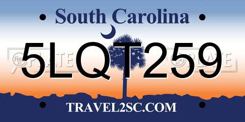 5LQT259 South Carolina License Plate