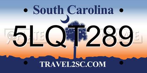 5LQT289 South Carolina License Plate