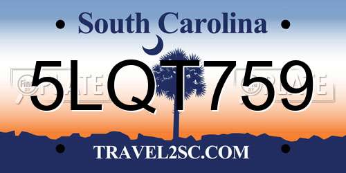 5LQT759 South Carolina License Plate