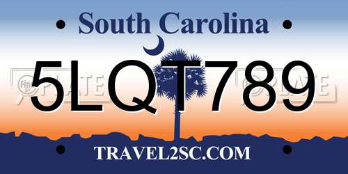 5LQT789 South Carolina License Plate