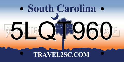 5LQT960 South Carolina License Plate