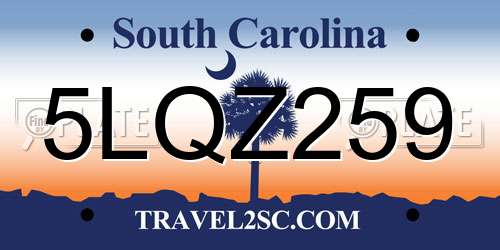 5LQZ259 South Carolina License Plate