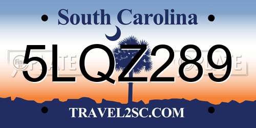 5LQZ289 South Carolina License Plate