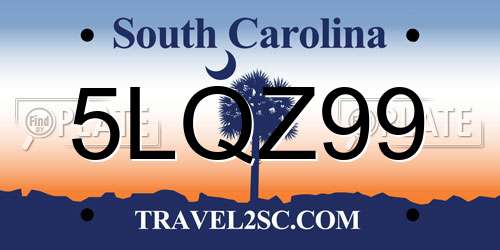 5LQZ99 South Carolina License Plate