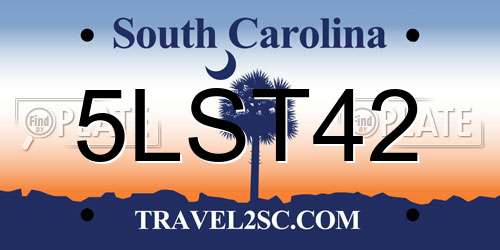 5LST42 South Carolina License Plate