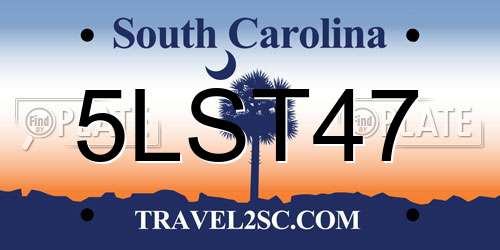 5LST47 South Carolina License Plate
