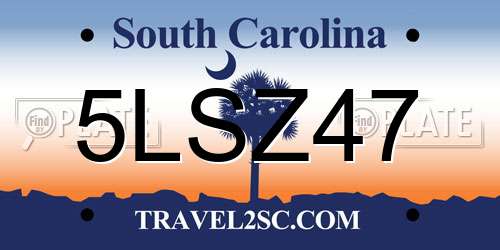5LSZ47 South Carolina License Plate