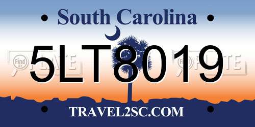 5LT8019 South Carolina License Plate