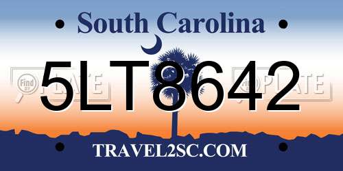 5LT8642 South Carolina License Plate