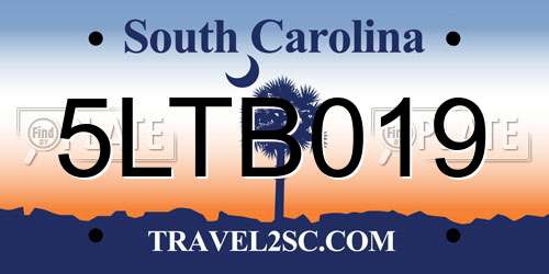 5LTB019 South Carolina License Plate