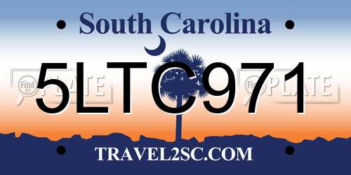 5LTC971 South Carolina License Plate
