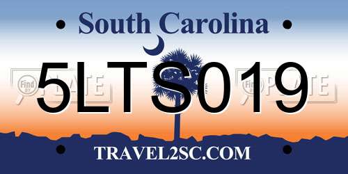 5LTS019 South Carolina License Plate