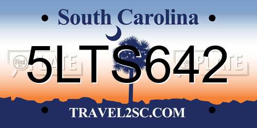 5LTS642 South Carolina License Plate