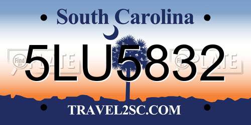 5LU5832 South Carolina License Plate