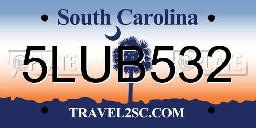5LUB532 South Carolina License Plate