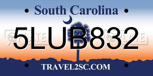 5LUB832 South Carolina License Plate