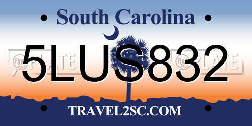 5LUS832 South Carolina License Plate