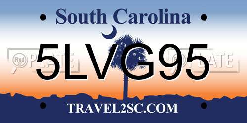 5LVG95 South Carolina License Plate