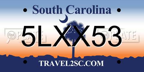 5LXX53 South Carolina License Plate