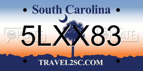 5LXX83 South Carolina License Plate